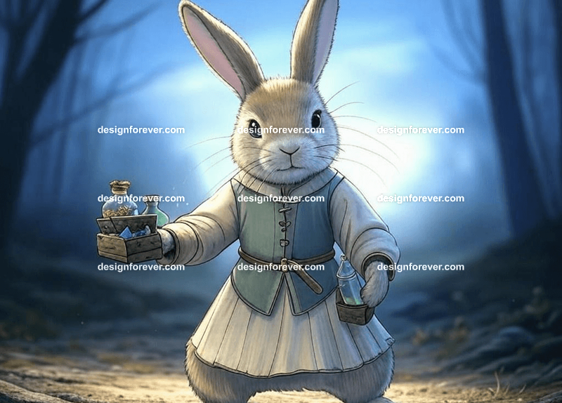 rabbit in a in a bustling market