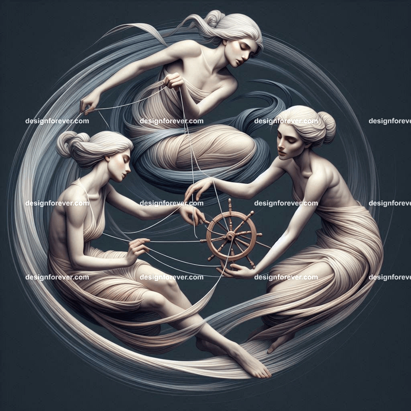 the 3 Fates spinning the threads of lives from yarn