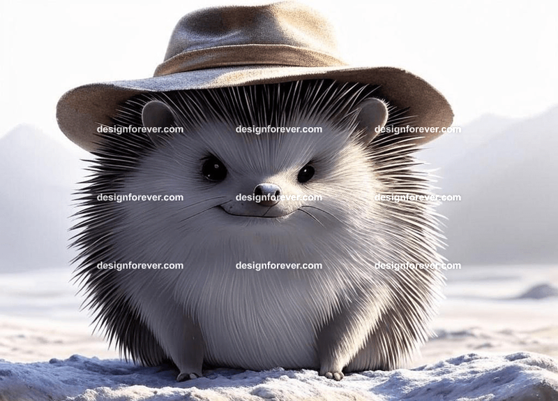 hedgehog as adventurer with hat