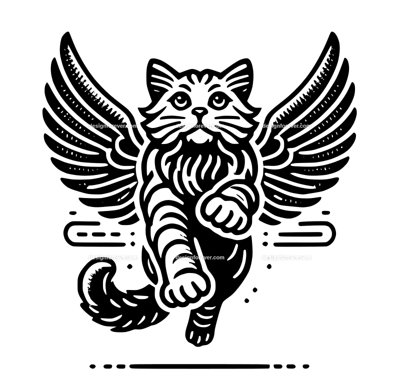 the flying cat graphic logo