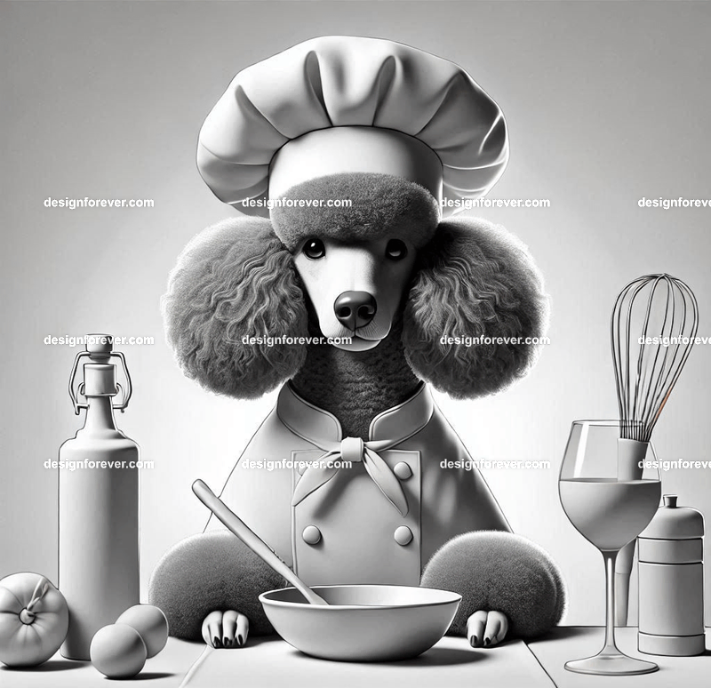poodle dressed as chef