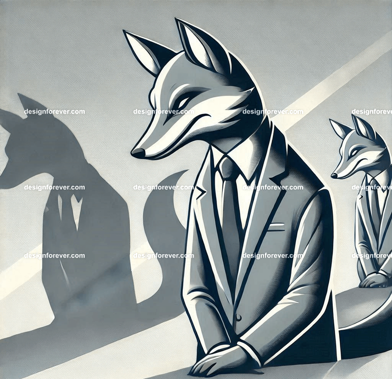 A satirical depiction of a fox in a suit representing cunning businesspeople