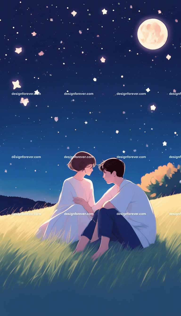 couple on hillside evening