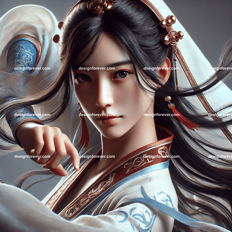 elite wuxia fighters with inner energy defense pose