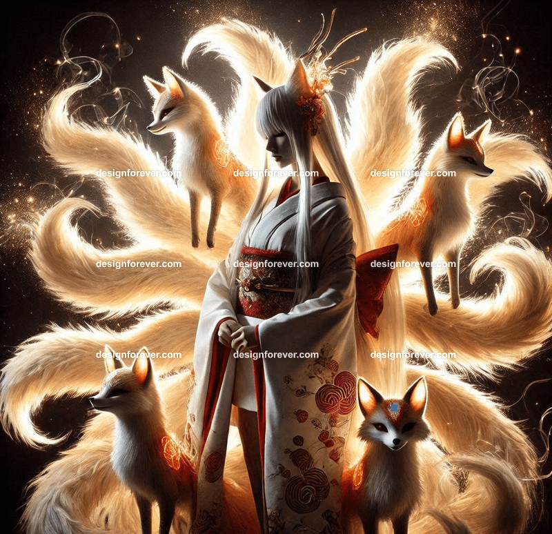 Kitsune in a silk kimono