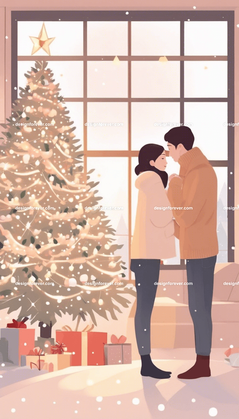 a couple wife husband girlfriend boyfriend celebrating new years xmas christmas holiday
