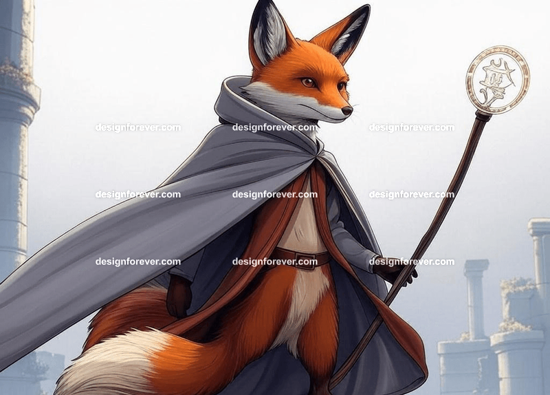 Cunning fox in a flowing cloak