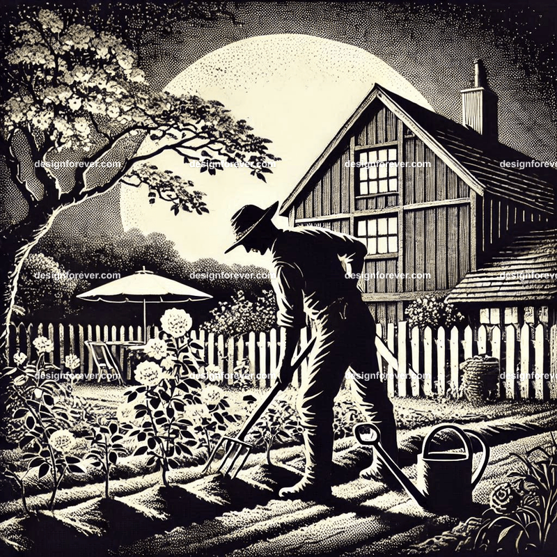 man digging grave in backyard of farm