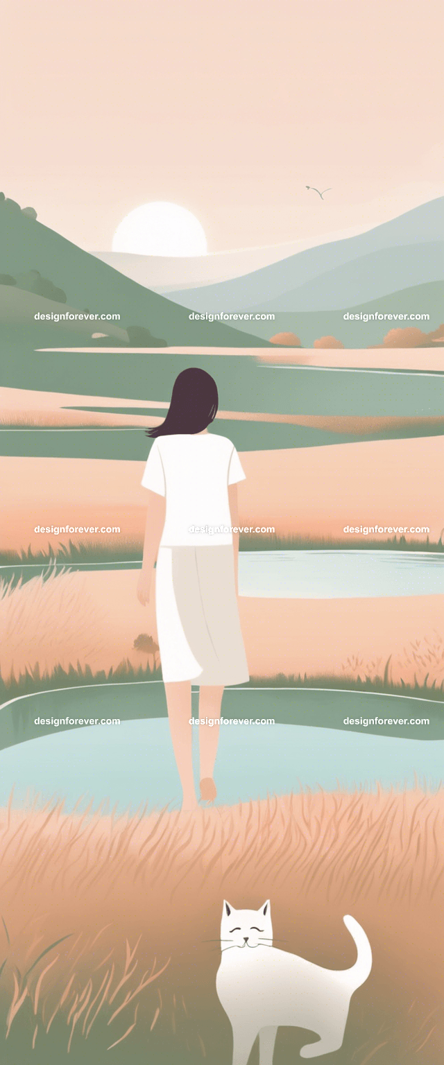 young woman at pond