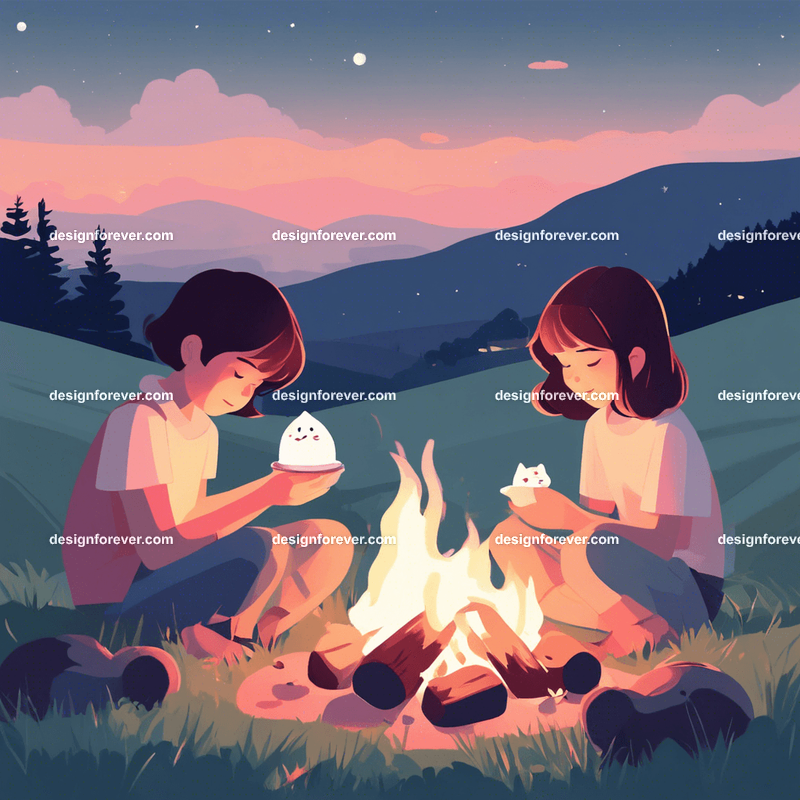 wedding at open fire camping