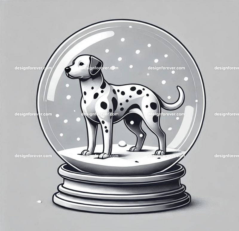 dalmation within glass bowl like a snow globe