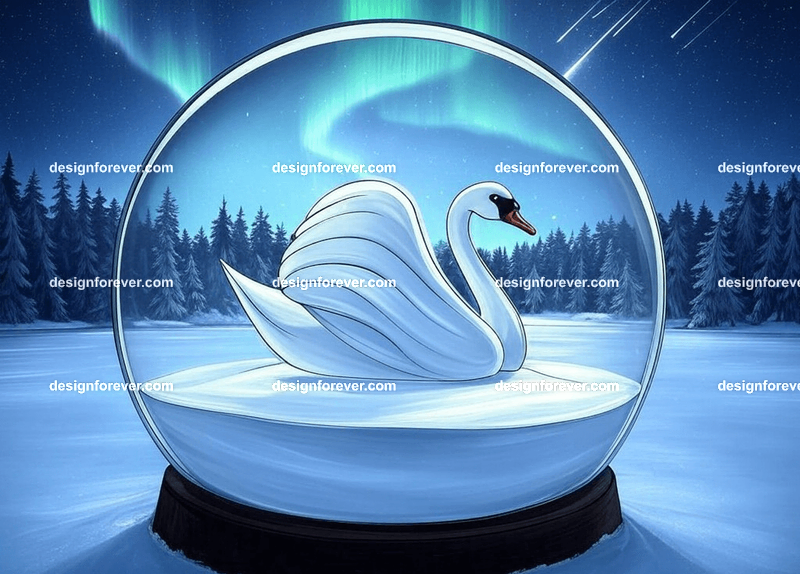 swan in crystal ball glass orb