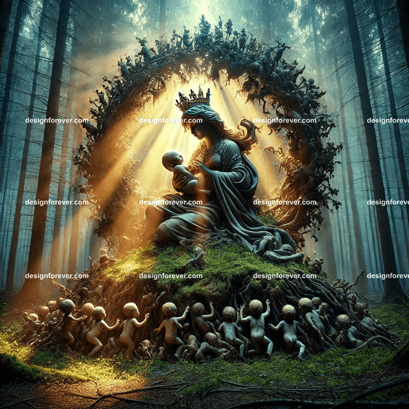 The birth of goddess in forest