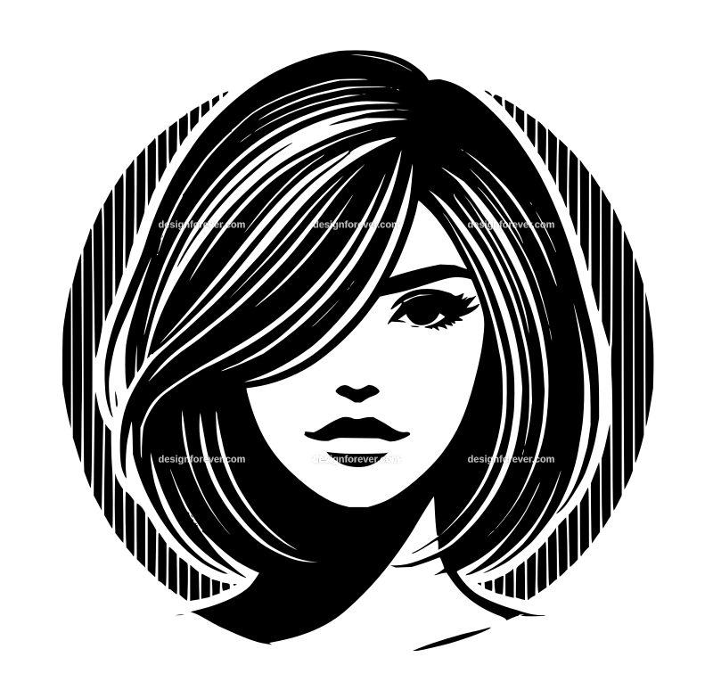 woman's wig graphic logo