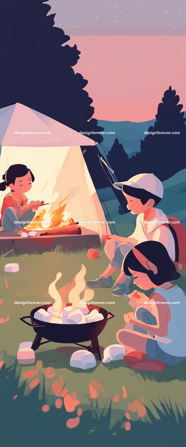 wedding at open fire camping