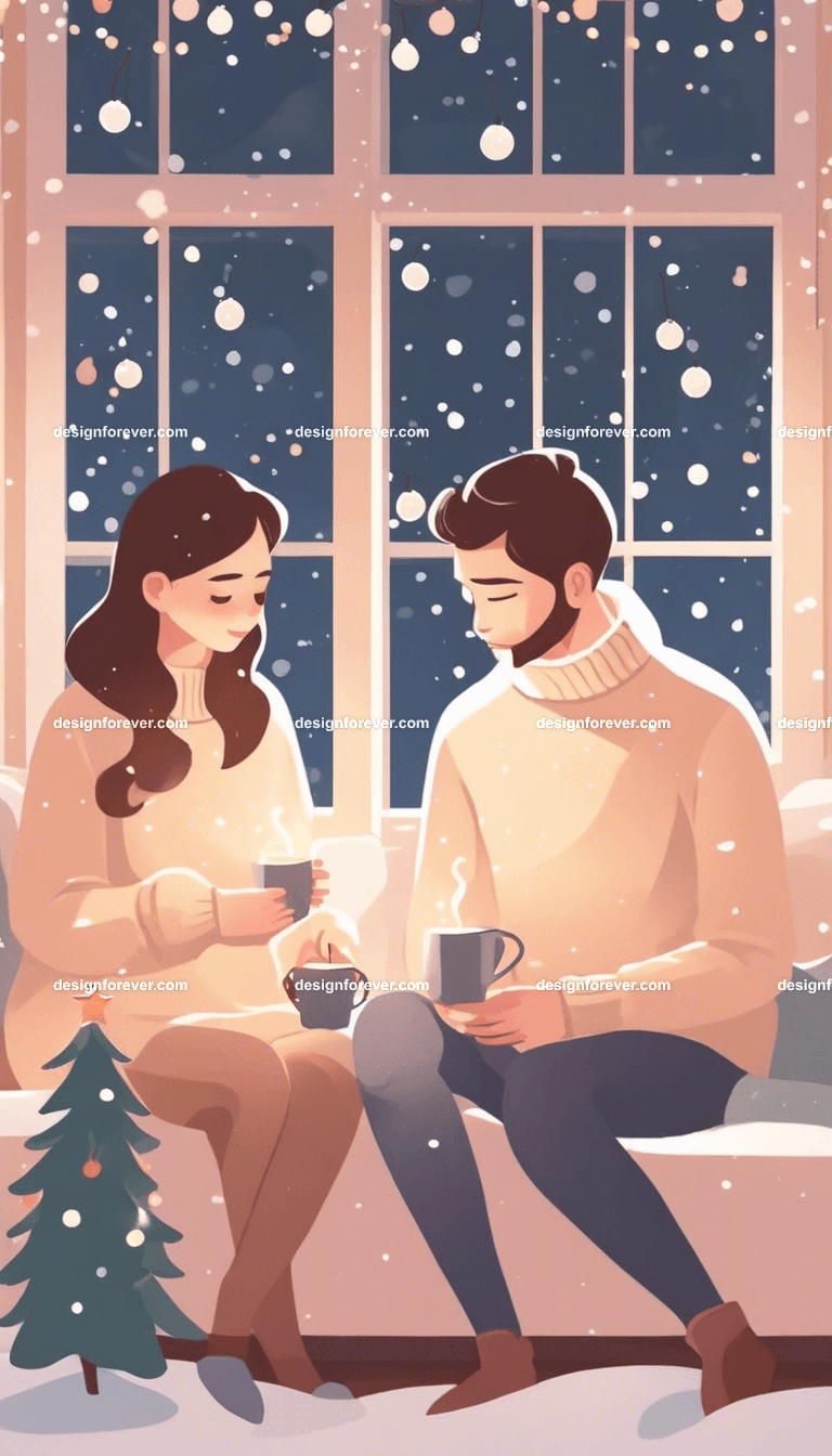 a couple wife husband girlfriend boyfriend celebrating new years xmas christmas holiday