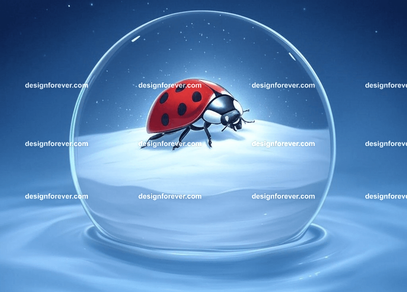 /imagine lady bug in a crystal ball