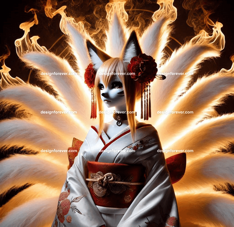 Kitsune in a silk kimono