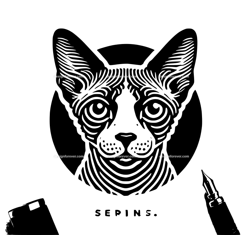 Cornish Rex cat graphic logo