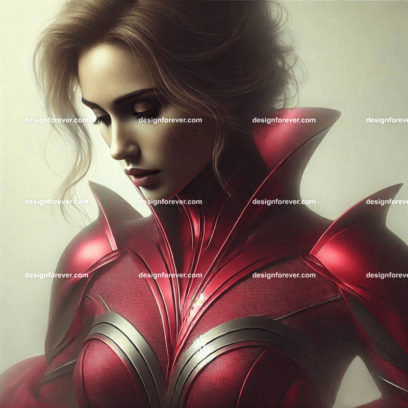 woman in red lycra armor suit