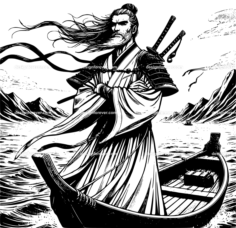 wuxia warrior on boat