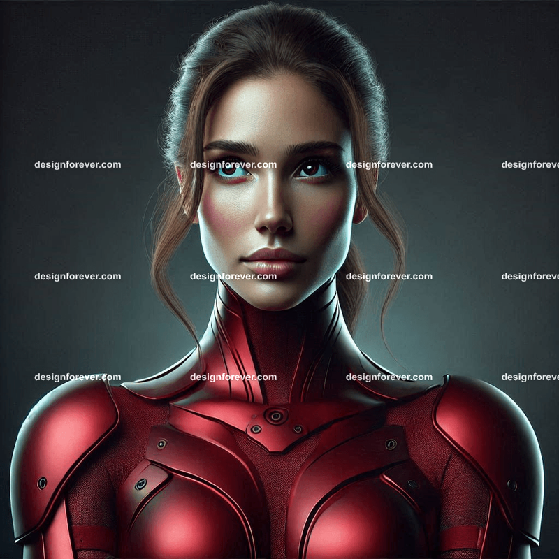 woman in matt red lycra armored suit