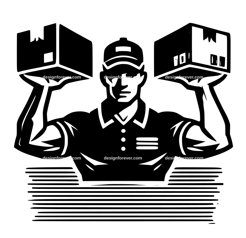 delivery man mover graphic logo