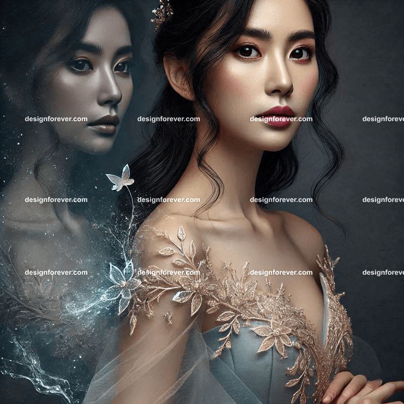 woman with magic water dress