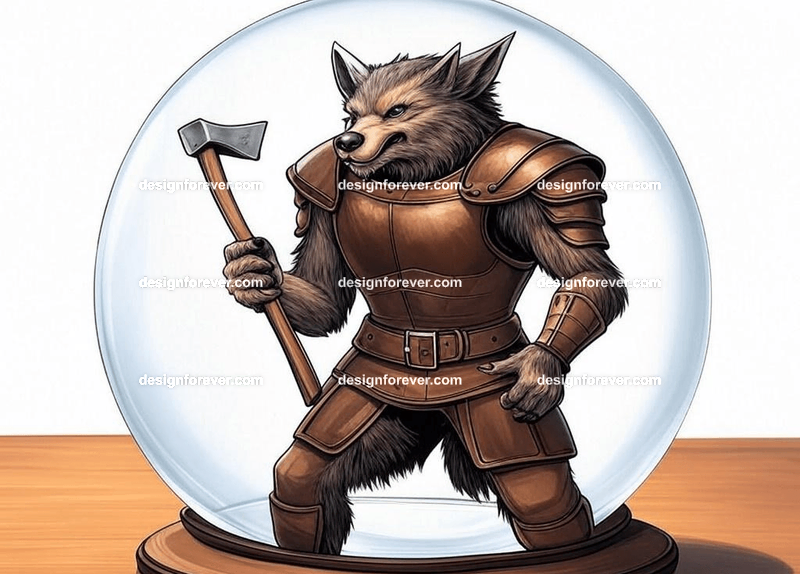 Werewolf clad in leather armor with an axe