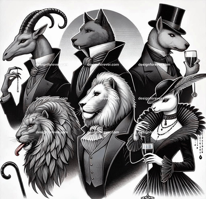 Animals styled as vampiric aristocrats
