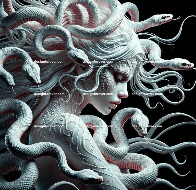 Medusa in skin of snake