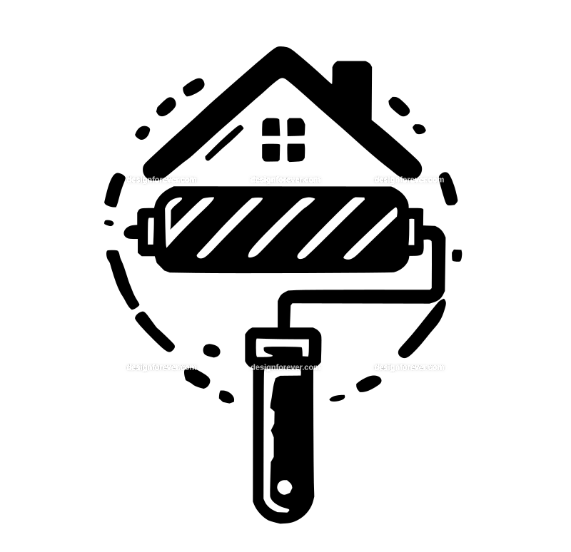 house painter roller brush graphic logo