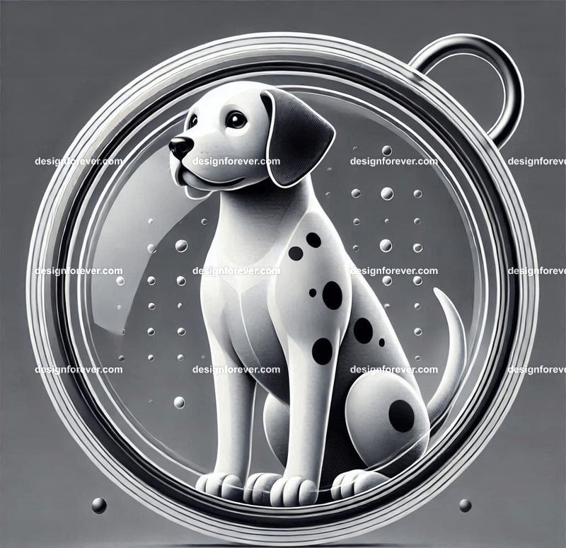 dalmation within glass circular seal