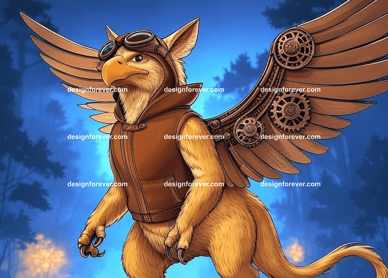 Griffin dressed as a steampunk aviator