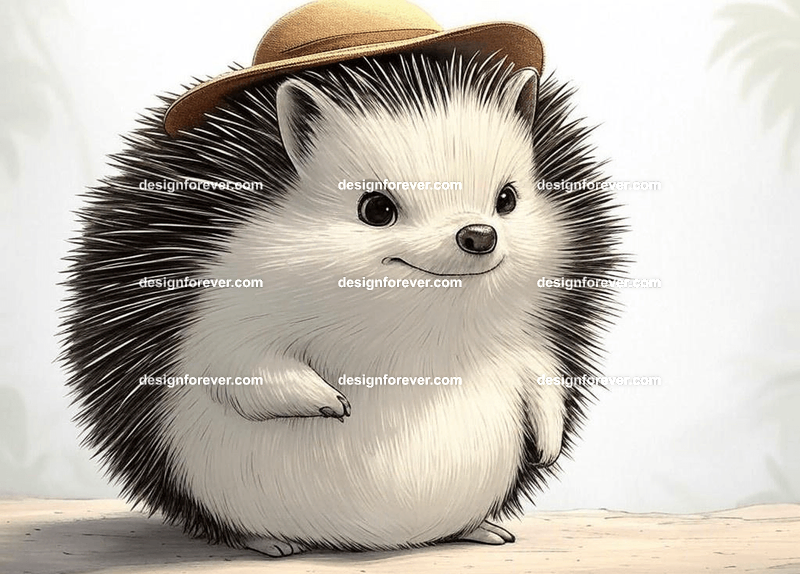 hedgehog as adventurer with hat