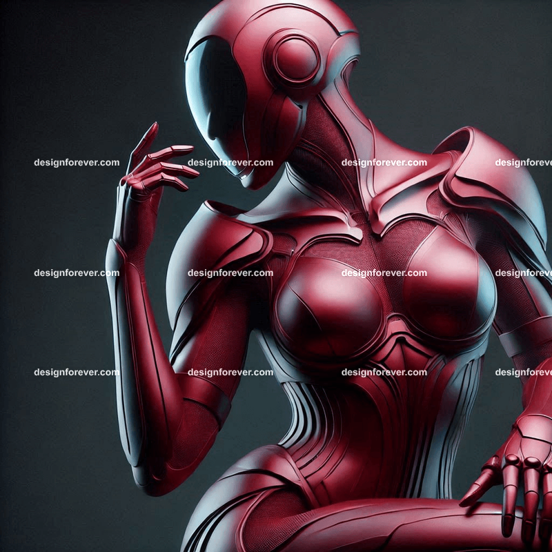 woman in matt red lycra armored suit