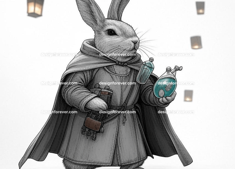 rabbit in a in a bustling market