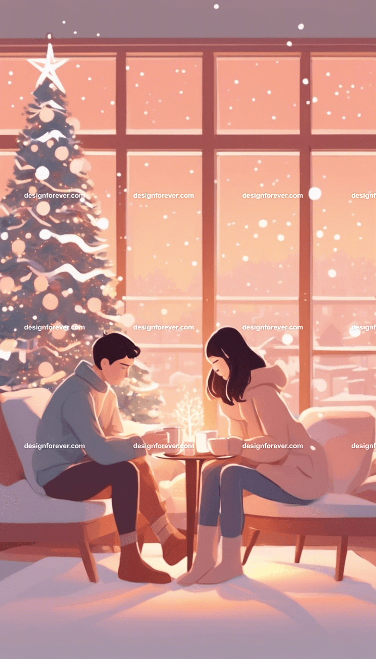 a couple wife husband girlfriend boyfriend celebrating new years xmas christmas holiday