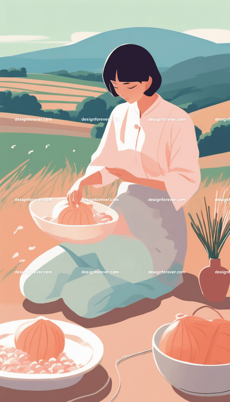 young woman cooking pork