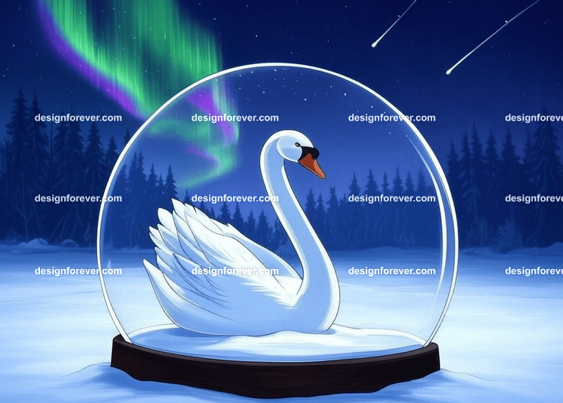 swan in crystal ball glass orb