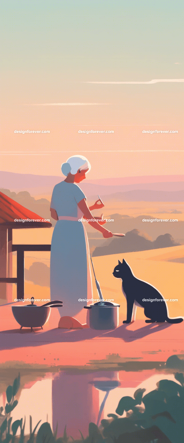 grandmother with child cooking in kitchen evening time with dark sky