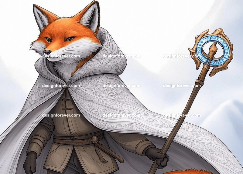 Cunning fox in a flowing cloak