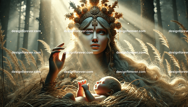 The birth of goddess in forest