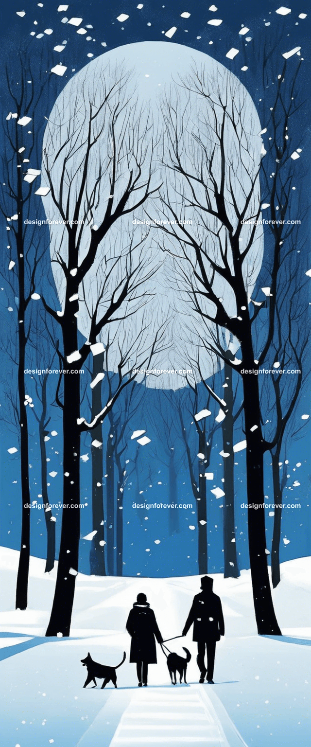 a couple walking dog evening