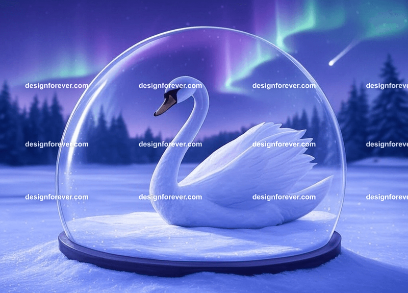 swan in crystal ball glass orb