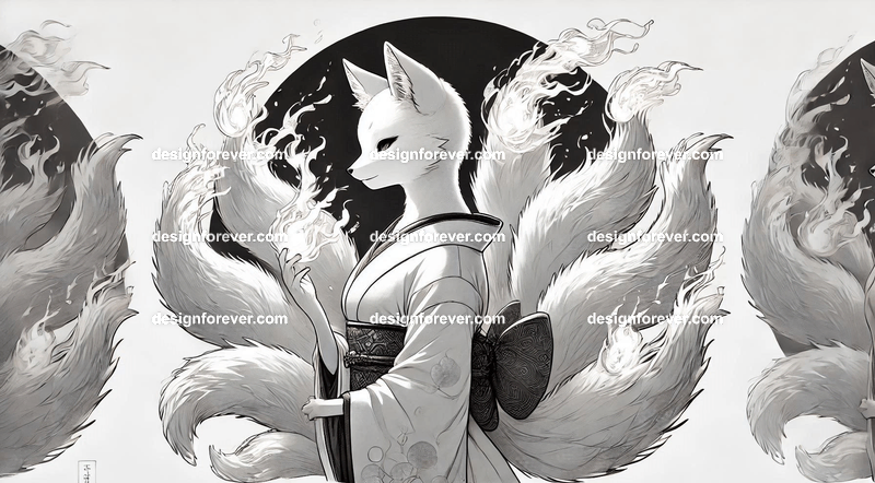 Kitsune in a silk kimono