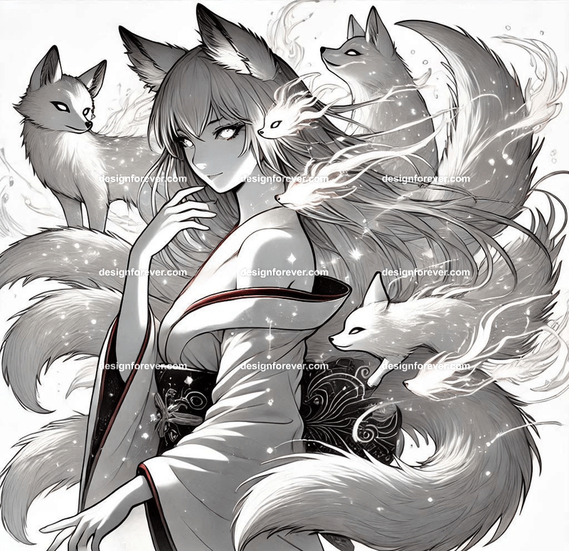Kitsune in a silk kimono