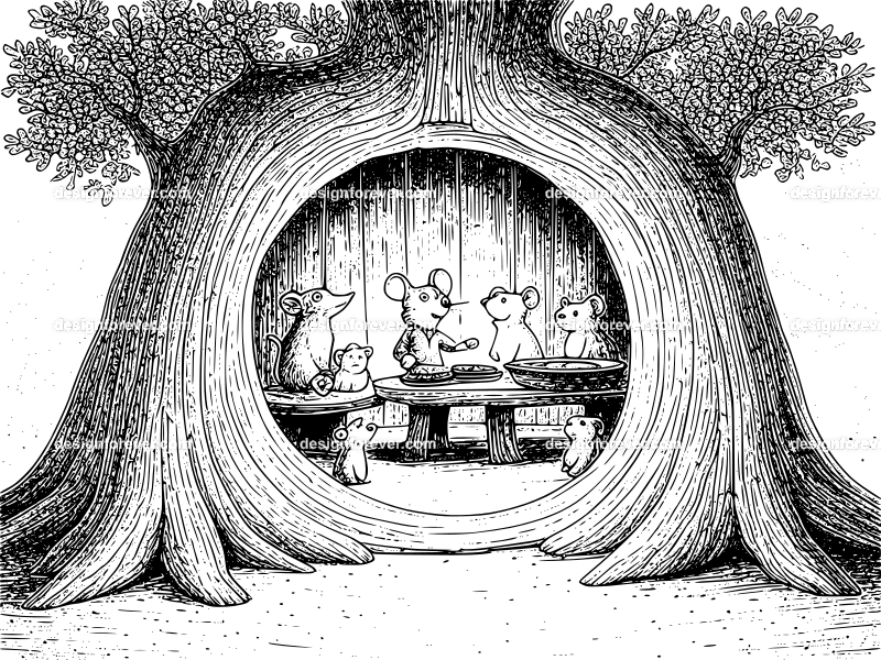 mr mouse doing bbq with friends