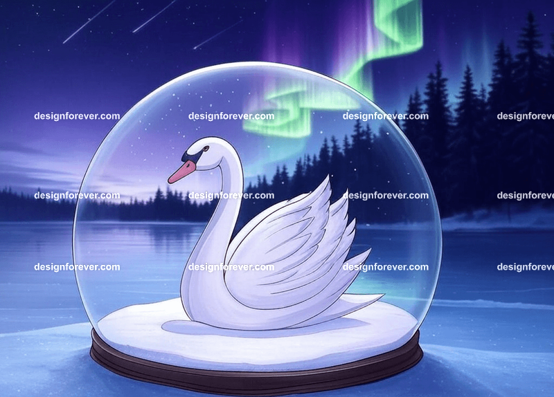 swan in crystal ball glass orb
