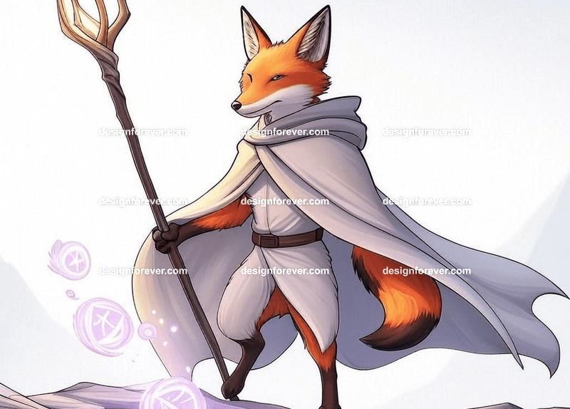 Cunning fox in a flowing cloak